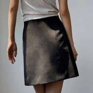 Babaton Black Faux Suede Hopper A-Line Mini Skirt | 8